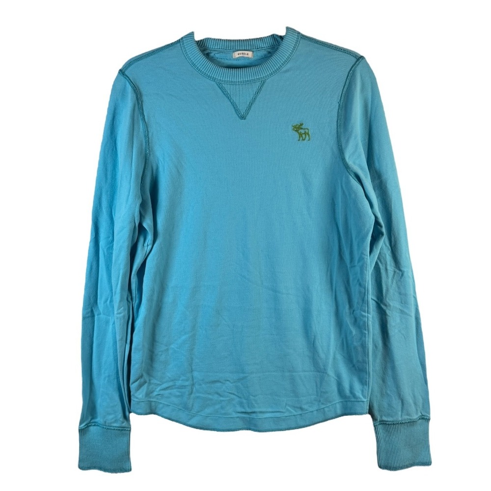 Abercrombie & Fitch Muscle Fit Y2K Long Sleeve Crewneck Shirt Blue Mens Sz Large